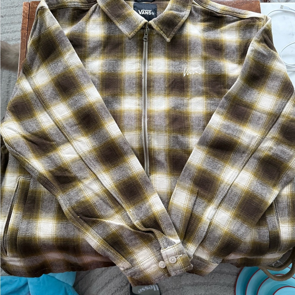 Vans Men's Casual Plaid Shirt - Brown and Yellow
